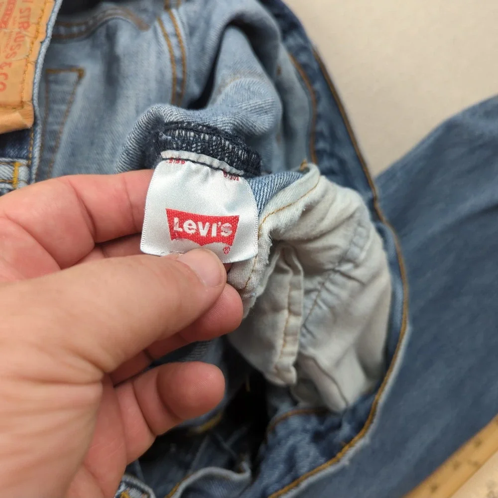 Levis Jeans Mens 38x34 Blue 501 Button Fly Classic American Distressed